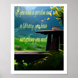 Tuinbouw en bibliotheek poster