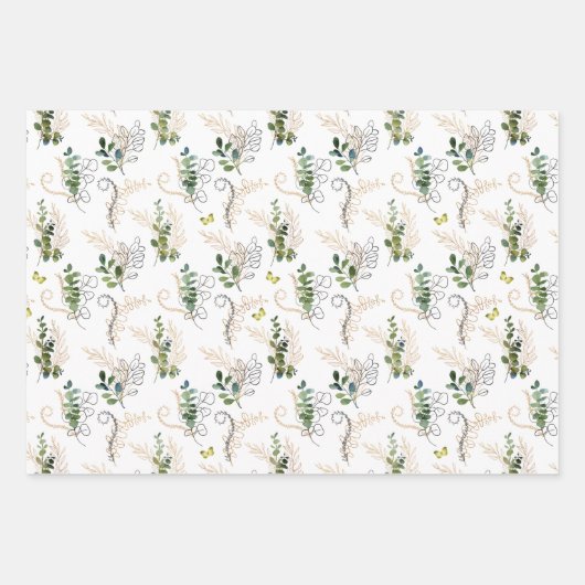 Tuinbouw met vogels, bijen en vlinders inpakpapier vel (Voorkant 3)