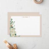 tuinbouwer florale elegant monogram notitiekaartje (Voorkant / Achterkant in situ)