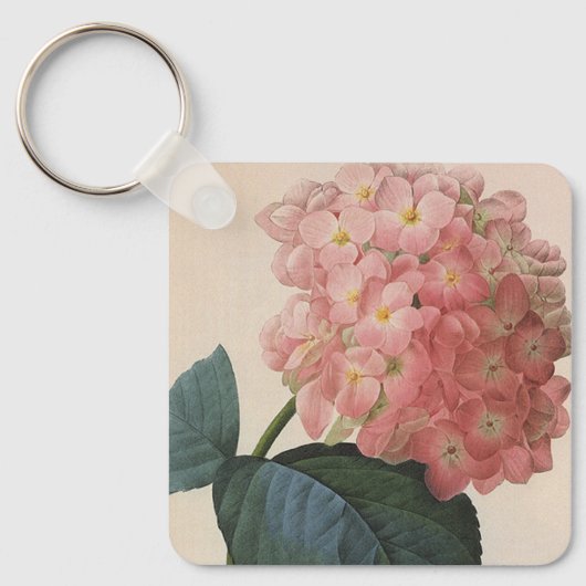 tuinbouwers, roze hydrangea Hortensia Sleutelhanger (Voorkant)