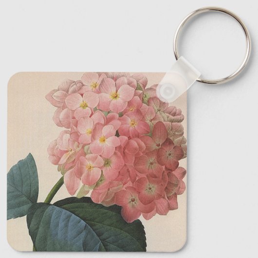 tuinbouwers, roze hydrangea Hortensia Sleutelhanger (Achterkant)