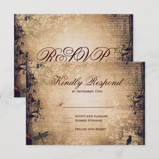 tuinbouwkaarten voor ongewenste bruiloft RSVP (Voorkant / Achterkant)