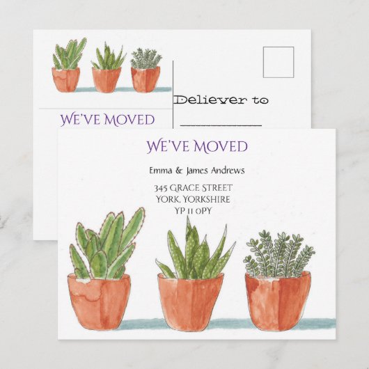 TuinbouwPaars We hebben de aankondiging verplaatst Briefkaart (Voorkant / Achterkant)