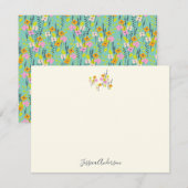  tuinbouwroze en groen gepersonaliseerd notitiekaartje (Voorkant / Achterkant)