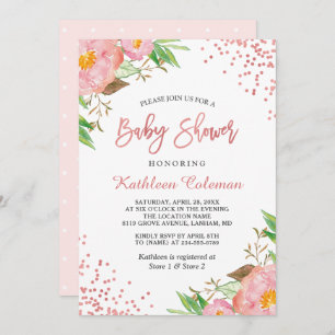 Tuinbouwroze Stippen Baby shower Kaart