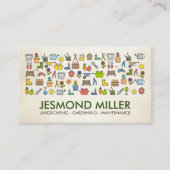 Tuinbouwservices - kleurig pictogrammenpatroon visitekaartje (Voorkant)