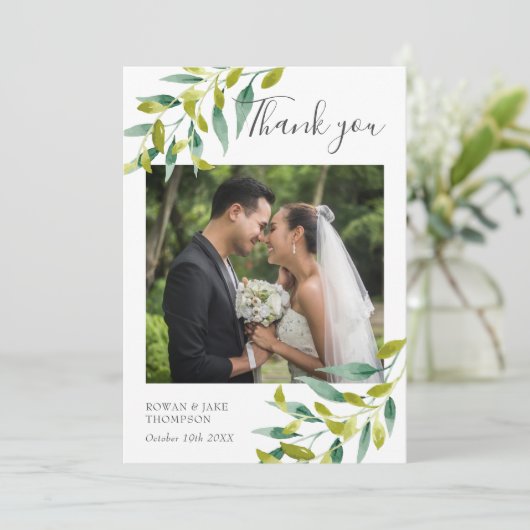 Tuinbruiloft Foto Bedankt (Staand voorkant)