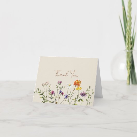 Tuinbruiloft met wilde bloemen bedankkaart (Voorkant)
