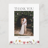 Tuinbruiloft met wilde bloemen foto dank je briefkaart (Voorkant)