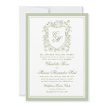 Tuinbruiloft Sage Groene Monogram Crest