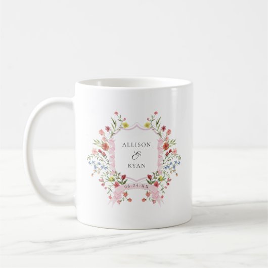 Tuinbruiloft Wapen Initialen met Fantasie Koffiemok (Links)