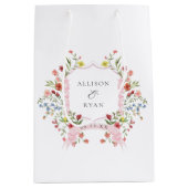 Tuinbruiloft Wapenschild Monogram Fantasie Medium Cadeauzakje (Voorkant)