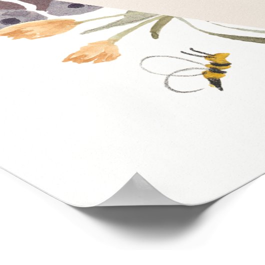 Tuinbruiloftbord met vlinderbloemen welkom poster (Hoek)