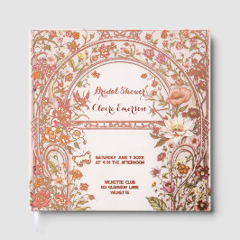Tuinbruiloftsfeest met vintage bloemmotieven gastenboek