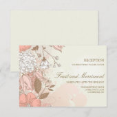 Tuinbruiloftsontvangstkaart met vintage bloemen informatiekaartje (Voorkant / Achterkant)
