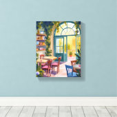 Tuincafé | Botanisch Aquarel Schilderij Canvas Afdruk (Insitu (Houten vloer))