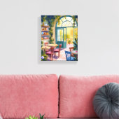 Tuincafé | Botanisch Aquarel Schilderij Canvas Afdruk (Insitu (Woonkamer))