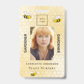 Tuincentrum medewerker foto hommels geel badge (Voorzijde)