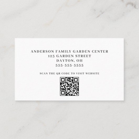 Tuincentrum QR Code Visitekaartje (Achterkant)