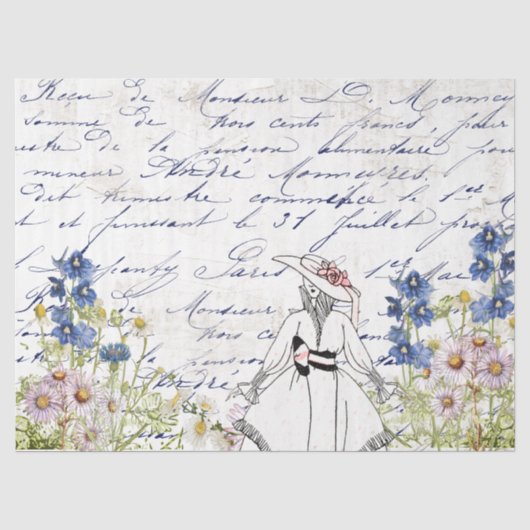 tuindame Franse decoupage Tissuepapier (Voorkant)