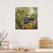 Tuindame fruit en glimlach poster (Keuken)