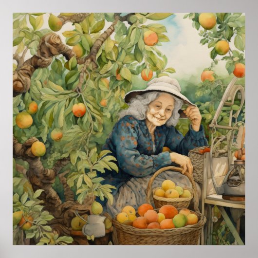 Tuindame fruit en glimlach poster (Voorkant)