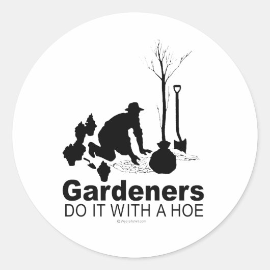 tuinders doen het met een schoffel ronde sticker (Voorkant)