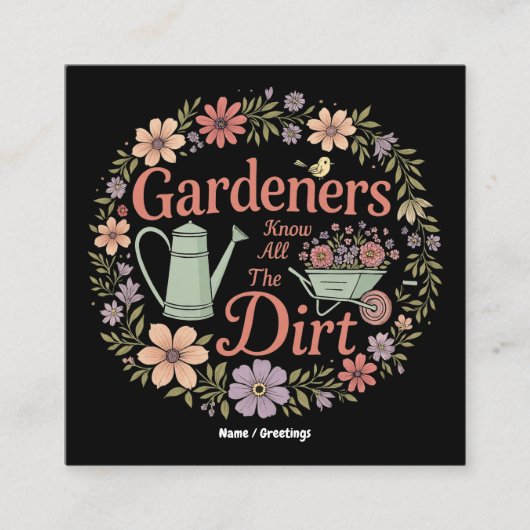 Tuinders kennen al het vuile grappige sarcastische vierkante visitekaartje (Voorkant)