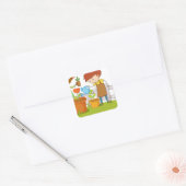 Tuinders planten boom en bloem in de tuin vierkante sticker (Envelop)