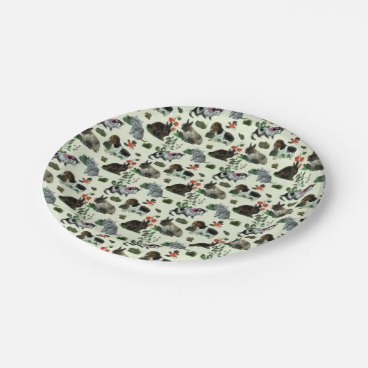 Tuindieren Rabbit Cat Dog Flowers Papieren Bordje (Gekanteld)