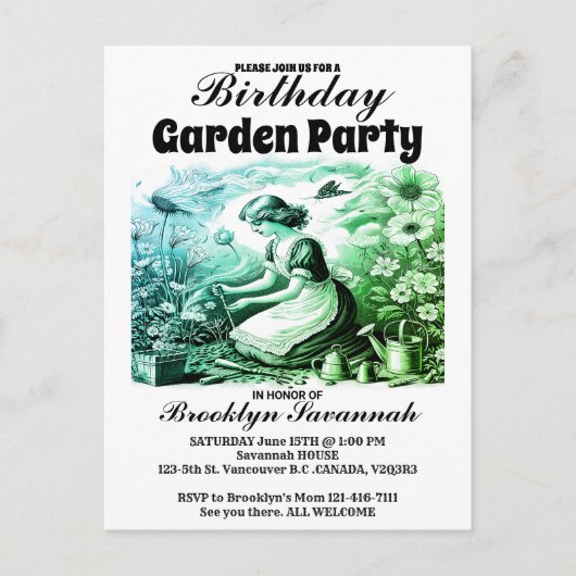 Tuinen fluisteren tuinfeest uitnodiging (Voorkant)