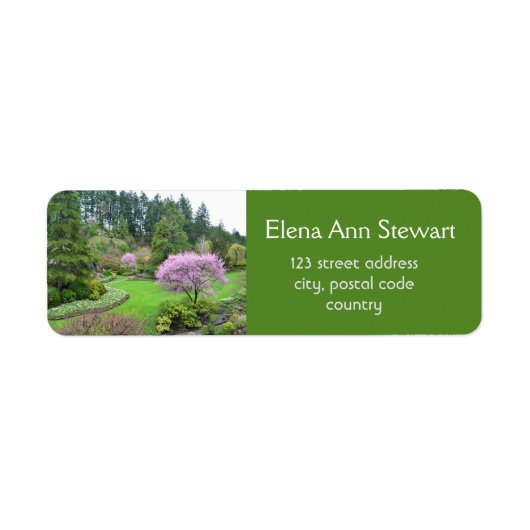 Tuinen in de lente, mooie natuur etiket (Voorkant)