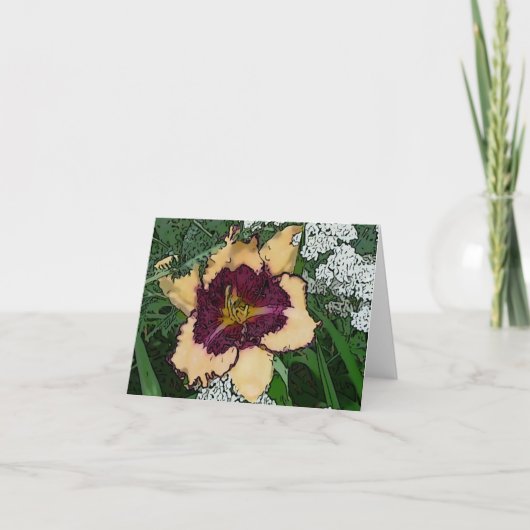 Tuinen Notecard Daylily "Sabine Baur" W de nieuwe Kaart (Voorkant)