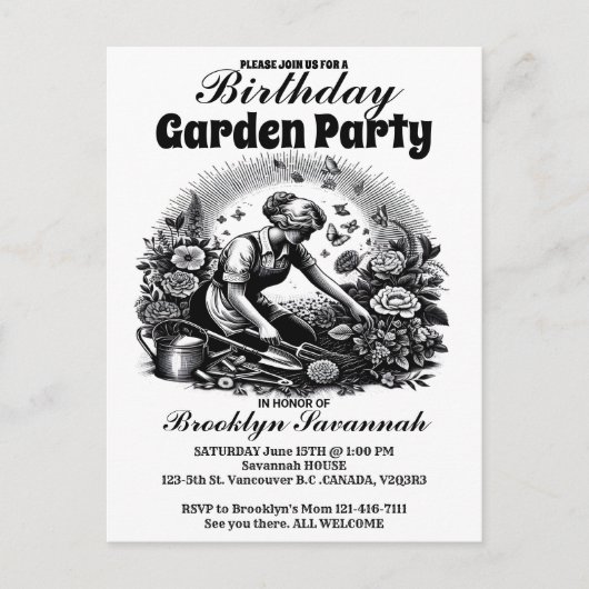 Tuinen omarmen uitnodiging voor tuinfeest (Voorkant)