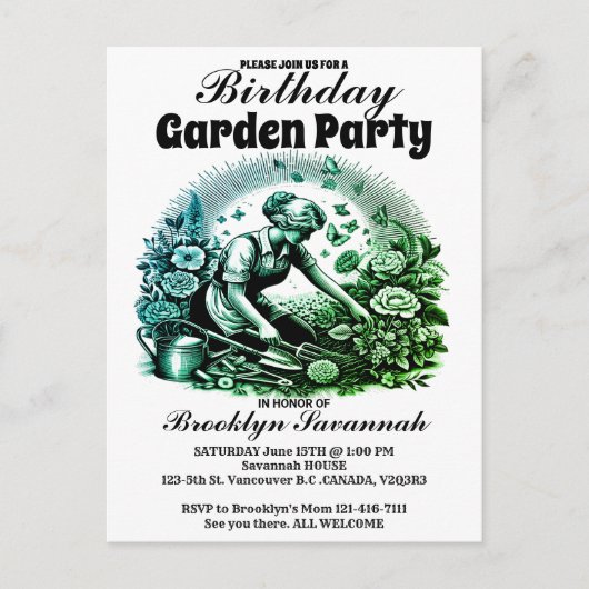 Tuinen Omhelzen Tuin Feest Uitnodiging (Voorkant)