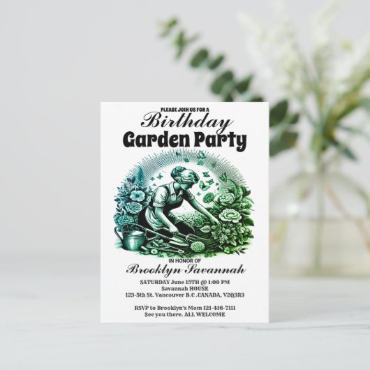 Tuinen Omhelzen Tuinfeest Uitnodiging (Staand voorkant)