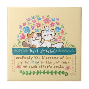 Tuinen van Beste Vrienden - Paisley & Mignon Katte Tegeltje