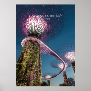 Tuinen van de baai, Singapore Travel Artwork Poster