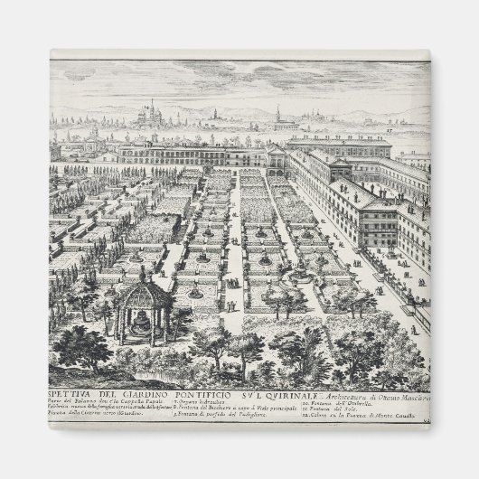 Tuinen van de Quirinale uit de "Li Giardini di Rom Magneet (Voorkant)