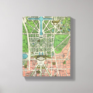 Tuinen van Versailles, herstelde Vintage 1920 Canvas Afdruk