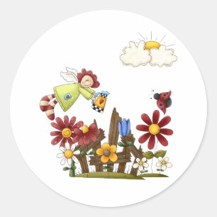 Tuinengel Ronde Sticker