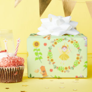 Tuinfee met huisdiervrienden Verjaardagsfeestje Cadeaupapier