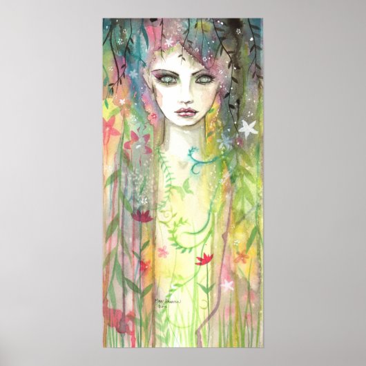 Tuinfee Vrouw Abstract Pop Art Poster (Voorkant)