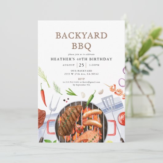 Tuinfeest BBQ Barbecue Verjaardagsfeest Kaart (Staand voorkant)