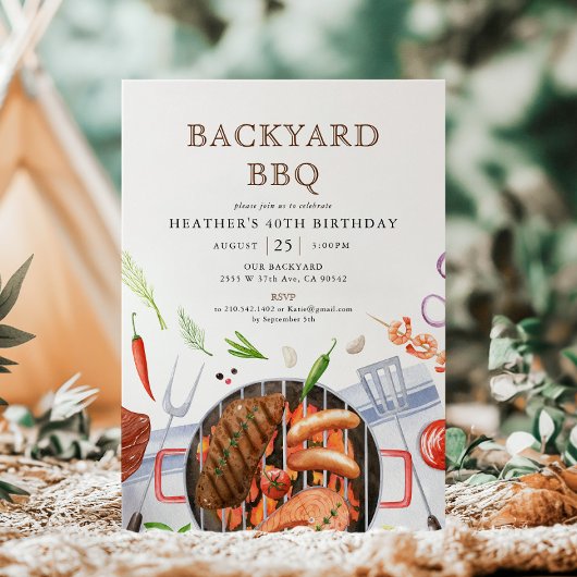 Tuinfeest BBQ Barbecue Verjaardagsfeest Kaart