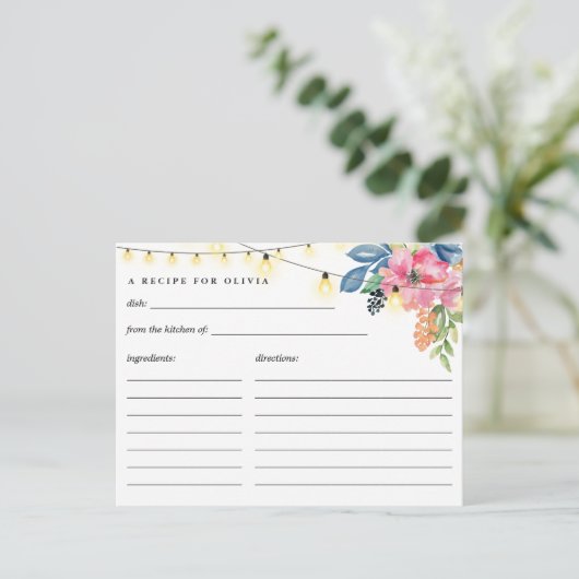 Tuinfeest, Bloemen en Lichten Recept Kaart (Staand voorkant)