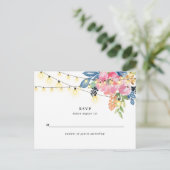 Tuinfeest, Bloemen en Twinkle Lights Beantwoorden Briefkaart (Staand voorkant)
