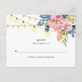 Tuinfeest, Bloemen en Twinkle Lights Beantwoorden Briefkaart