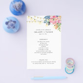 Tuinfeest, bloemen & lichten papieren programma flyer (Enkel)