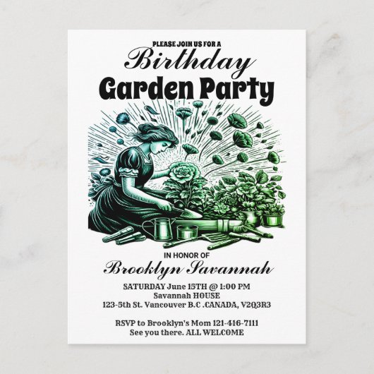 Tuinfeest Bloementuin Tuinfeest Uitnodiging (Voorkant)